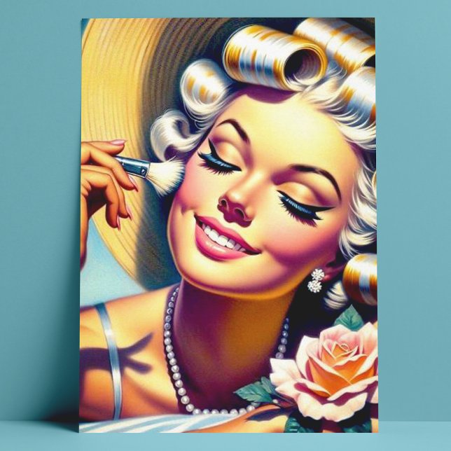 Carte Postale Vintage magnifique portrait de fille (Créateur téléchargé)