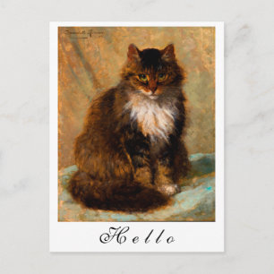 Carte postale vintage Maine Coon Cat Peint Portrai
