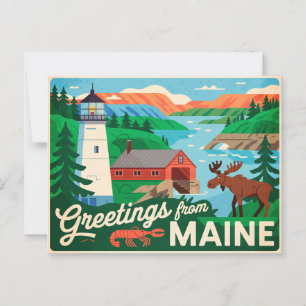 Carte postale vintage Maine   Salutations du Maine