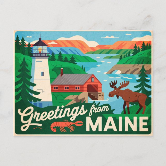 Carte postale vintage Maine | Salutations du Maine (Devant)