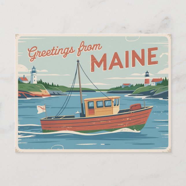Carte postale vintage Maine | Salutations du Maine (Devant)