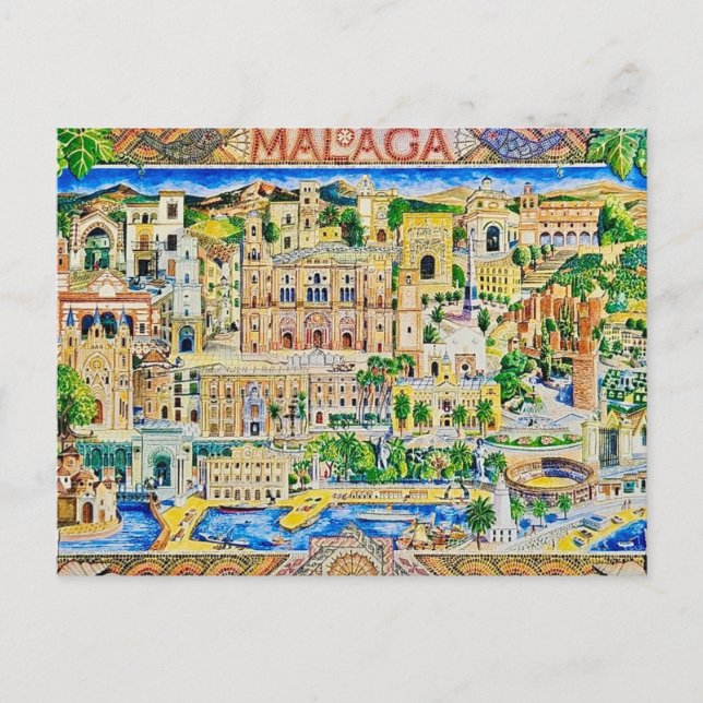 Carte postale vintage Malaga Espagne (Devant)
