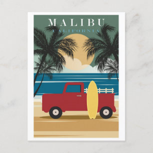 Carte Postale Vintage Malibu California Beach Travel