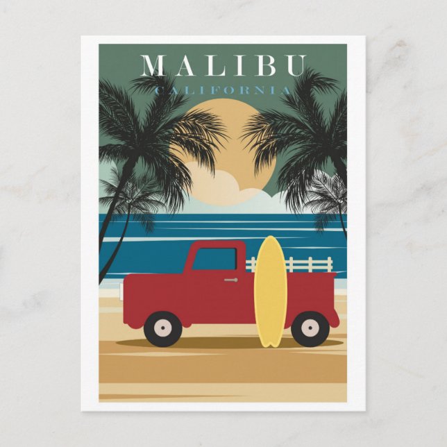 Carte Postale Vintage Malibu California Beach Travel (Devant)