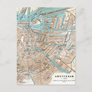 Carte Postale Vintage Map of Amsterdam (1905)