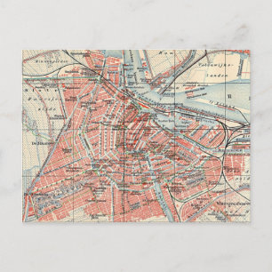 Carte Postale Vintage Map of Amsterdam (1905)