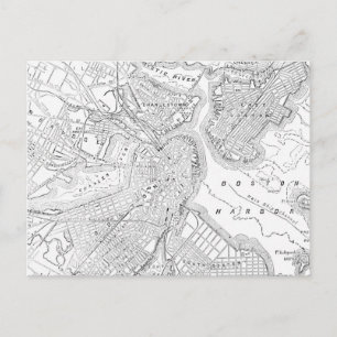 Carte Postale Vintage Map of Boston