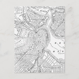 Carte Postale Vintage Map of Boston