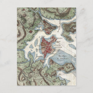 Carte Postale Vintage Map of Boston Harbor