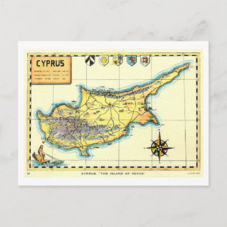 Carte Postale Vintage Map of Cyprus