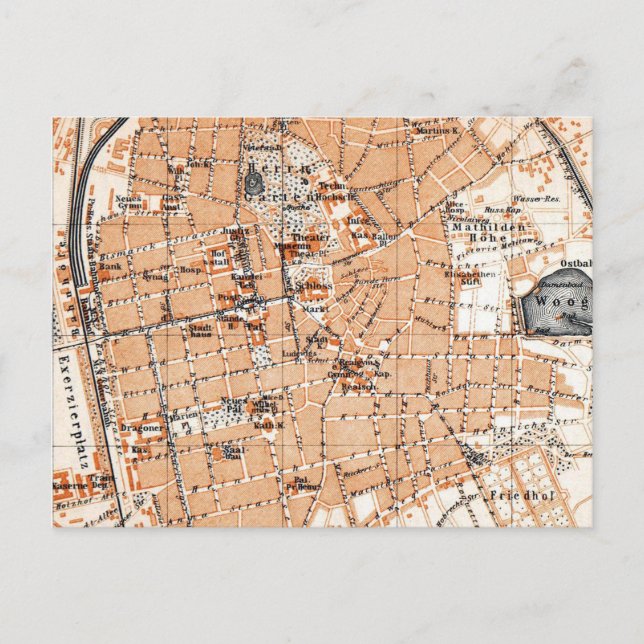 Carte Postale Vintage Map of Darmstadt (Devant)