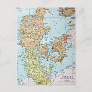 Carte Postale Vintage map of Denmark