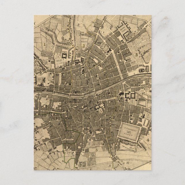 Carte Postale Vintage Map of Dublin Ireland (Devant)