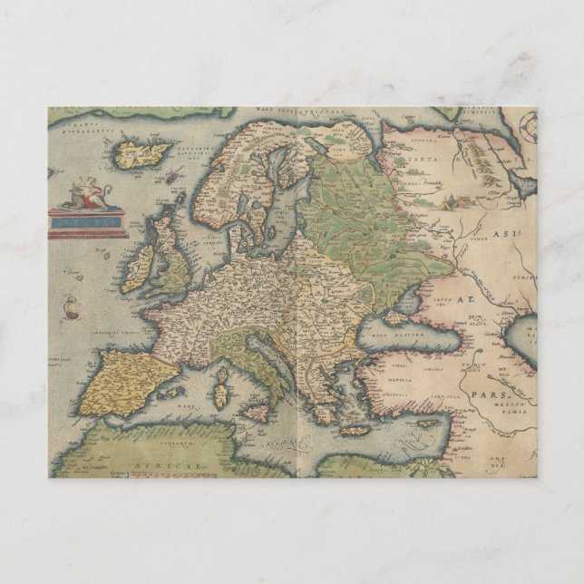Carte Postale Vintage map of Europe (1570) (Devant)