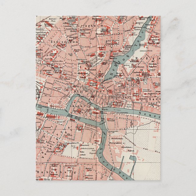 Carte Postale Vintage Map of Königsberg (Devant)