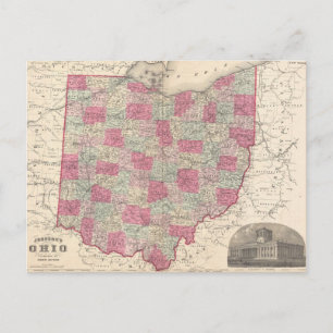 Carte Postale Vintage Map of Ohio