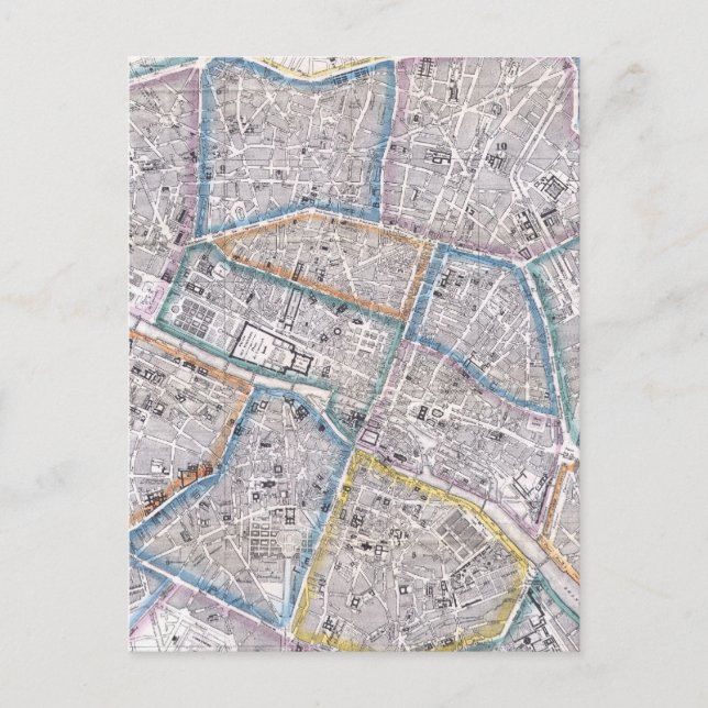 Carte Postale Vintage Map of Paris (Devant)