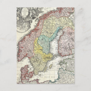 Carte Postale Vintage Map of Scandinavia