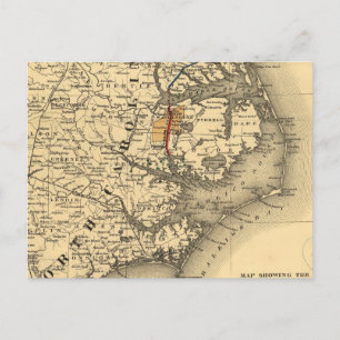 Carte Postale Vintage Map of The Caroline du Nord Coast