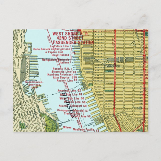 Carte Postale Vintage Map of the Hudson (Devant)