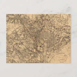 Carte Postale Vintage Map of the Washington DC Area (1865)