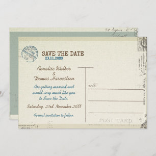 Carte postale vintage Mariage Enregistrer la date.