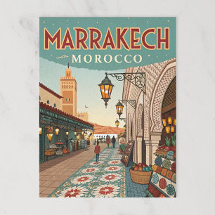 Carte Postale Vintage Marrakech Maroc Souk