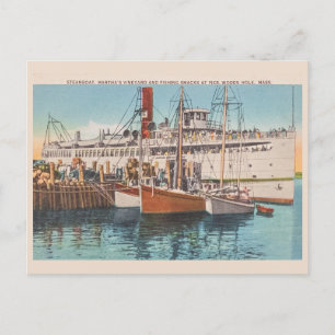 Carte Postale Vintage Martha's Vineyard Steamboat & Fishing Pier