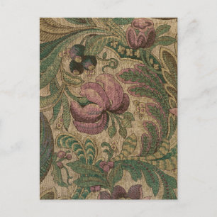 Carte Postale Vintage Mauve Sauge Motif Botanique 1918