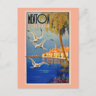Carte Postale Vintage Menton CoTe D'azur