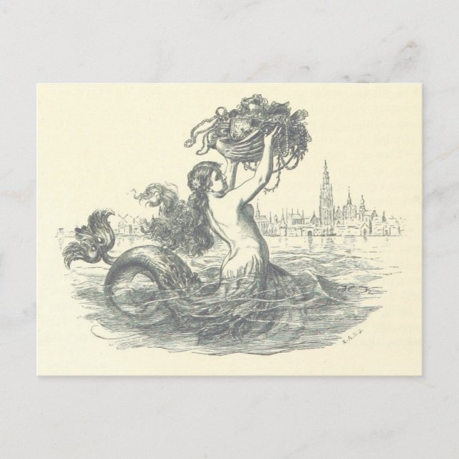 Carte postale vintage Mermaid (Devant)