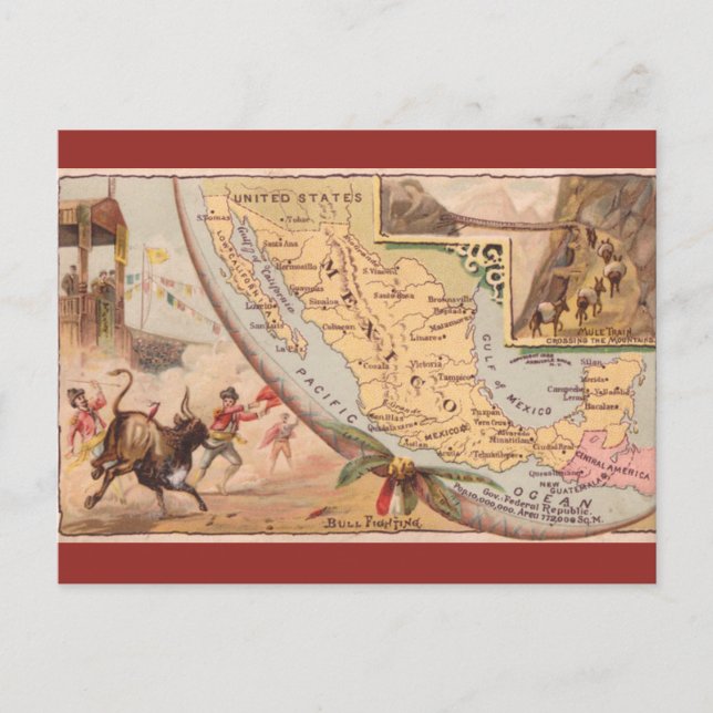 Carte Postale Vintage Mexico Map (Devant)