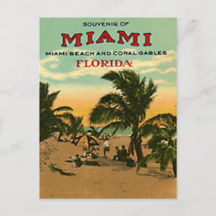 Carte Postale Vintage Miami Beach, Floride, États-Unis -