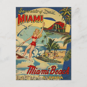 Carte Postale Vintage Miami Beach, Floride, États-Unis -