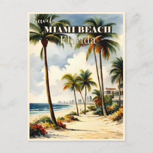 Carte Postale Vintage Miami Beach Floride Travel