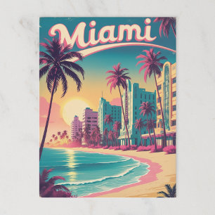 Carte Postale Vintage Miami Beach Sunset