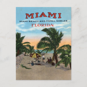 Carte Postale Vintage Miami et Coral Gables Floride Travel Post