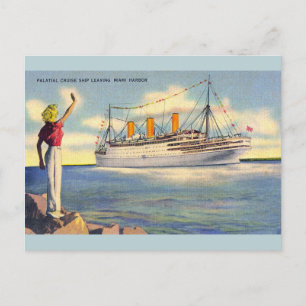 Carte postale vintage Miami Florida Cruise Ship