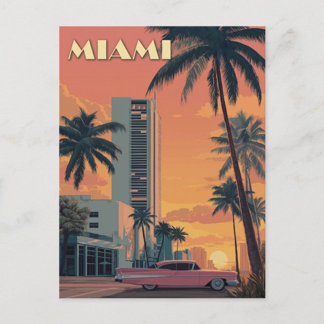 Carte Postale Vintage Miami Florida Travel (Devant)