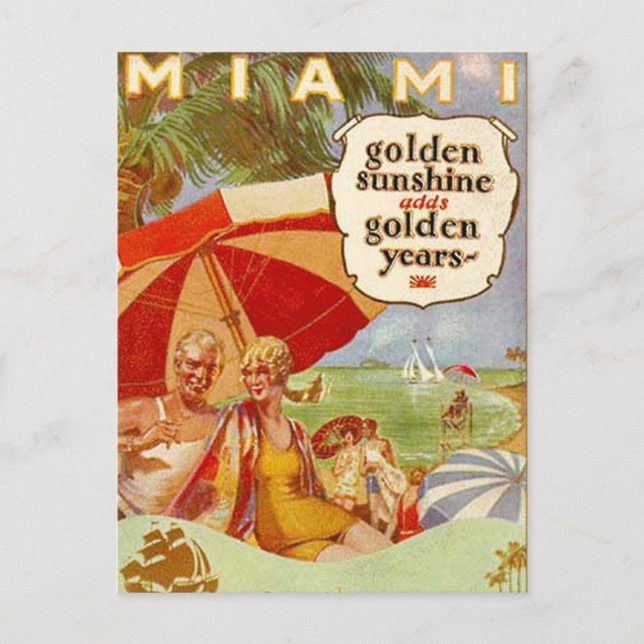 Carte Postale Vintage Miami, Floride, États-Unis - (Devant)