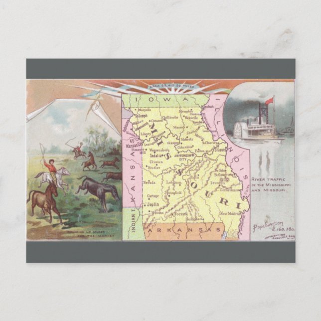 Carte Postale Vintage Missouri Map (Devant)
