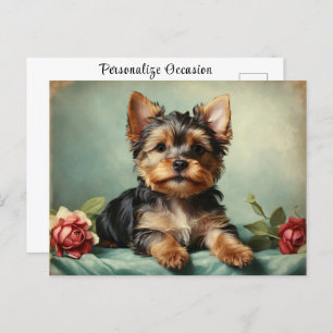 Carte Postale Vintage mite Yorkshire Terrier Portrait Chien Chie