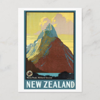 Carte Postale Vintage Miter Peak, Milford Sound New Zealand Post