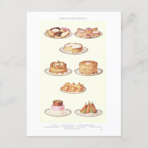 Carte Postale Vintage Mme Beeton's Sweets and Gateaux
