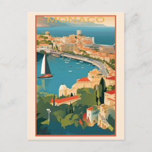 Carte Postale Vintage Monaco Monte Carlo Travel