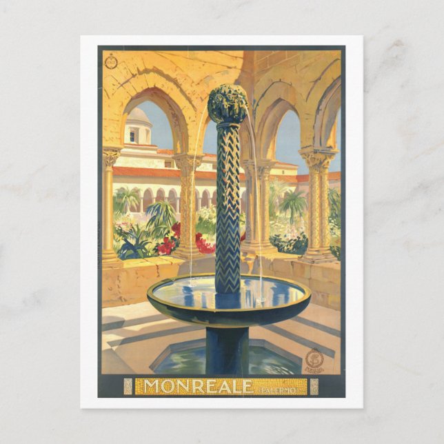 Carte Postale Vintage Monreale, Palerme, Affiche de voyage (Devant)