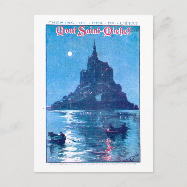 Carte Postale Vintage Mont Saint-Michel Travel Poster (Devant)