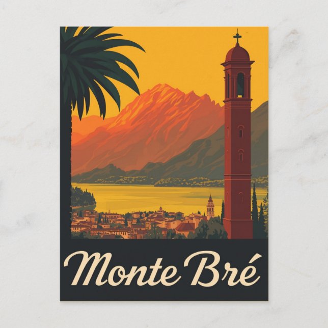 Carte Postale Vintage Monte Bré Travel (Devant)