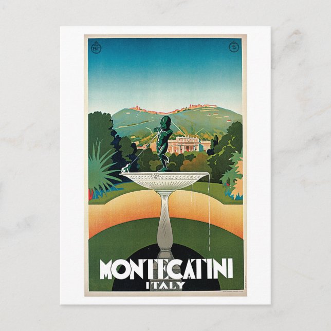 Carte Postale Vintage Montecatini annonce de voyage italienne (Devant)