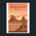 Carte Postale Vintage Monument Valley Arizona Travel<br><div class="desc">N'importe qui aimerait recevoir cette carte postale de voyage vintage avec une illustration rétro des formations rocheuses dans Monument Valley,  Arizona!</div>